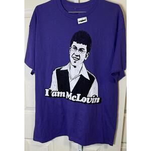 Superbad Funny Comedy Classic Movie “I Am McLovin'”graphic T-Shirt Purple XL